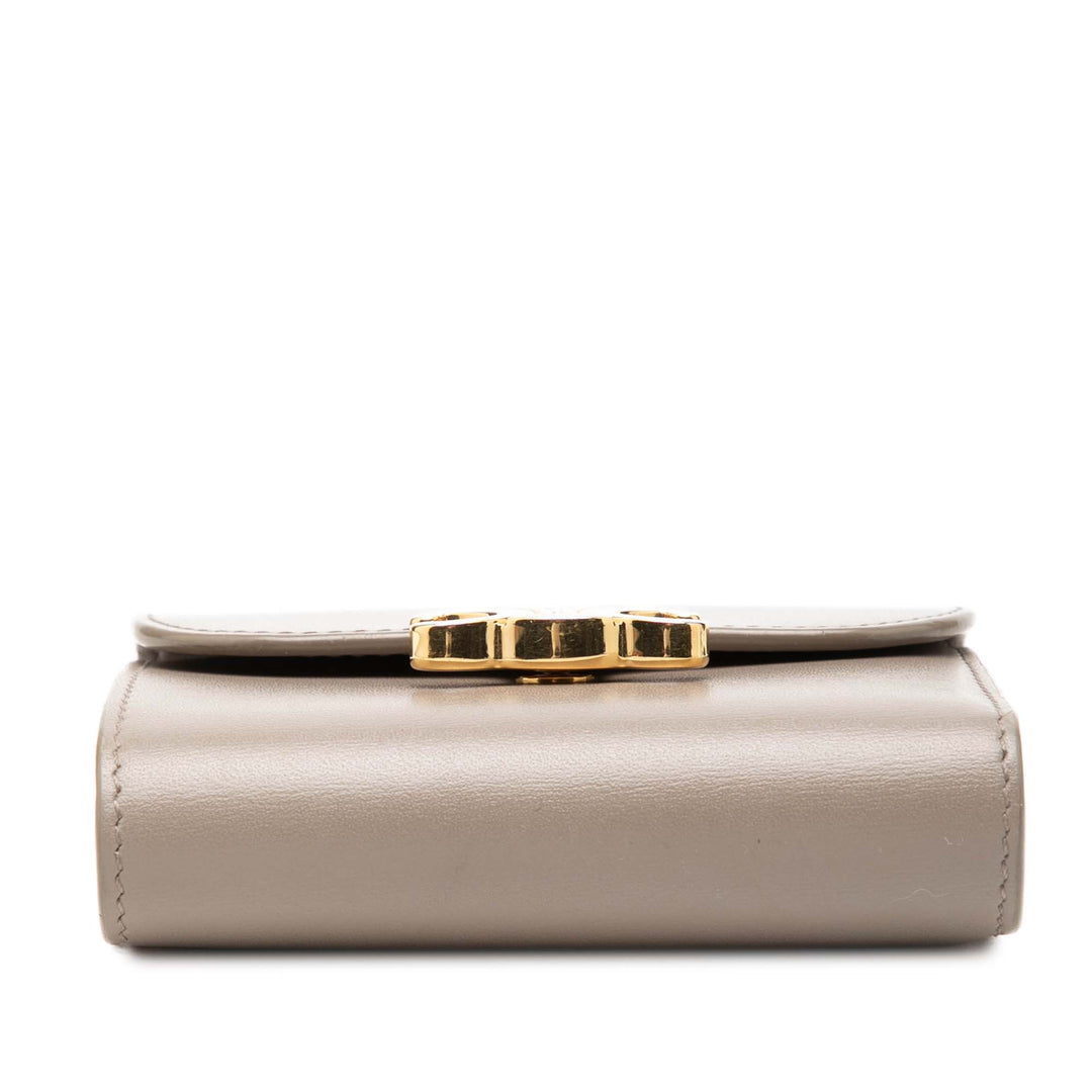 Celine brillant Cuir de veau Triomphe à rabat Small Portefeuille