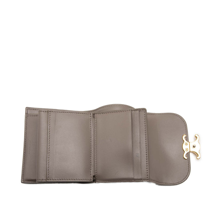 Celine brillant Cuir de veau Triomphe à rabat Small Portefeuille