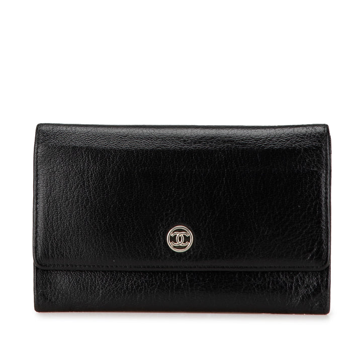 Calfskin CC Compact Wallet Black - Gaby Paris