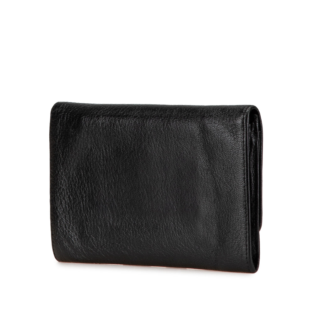 Calfskin CC Compact Wallet Black - Gaby Paris