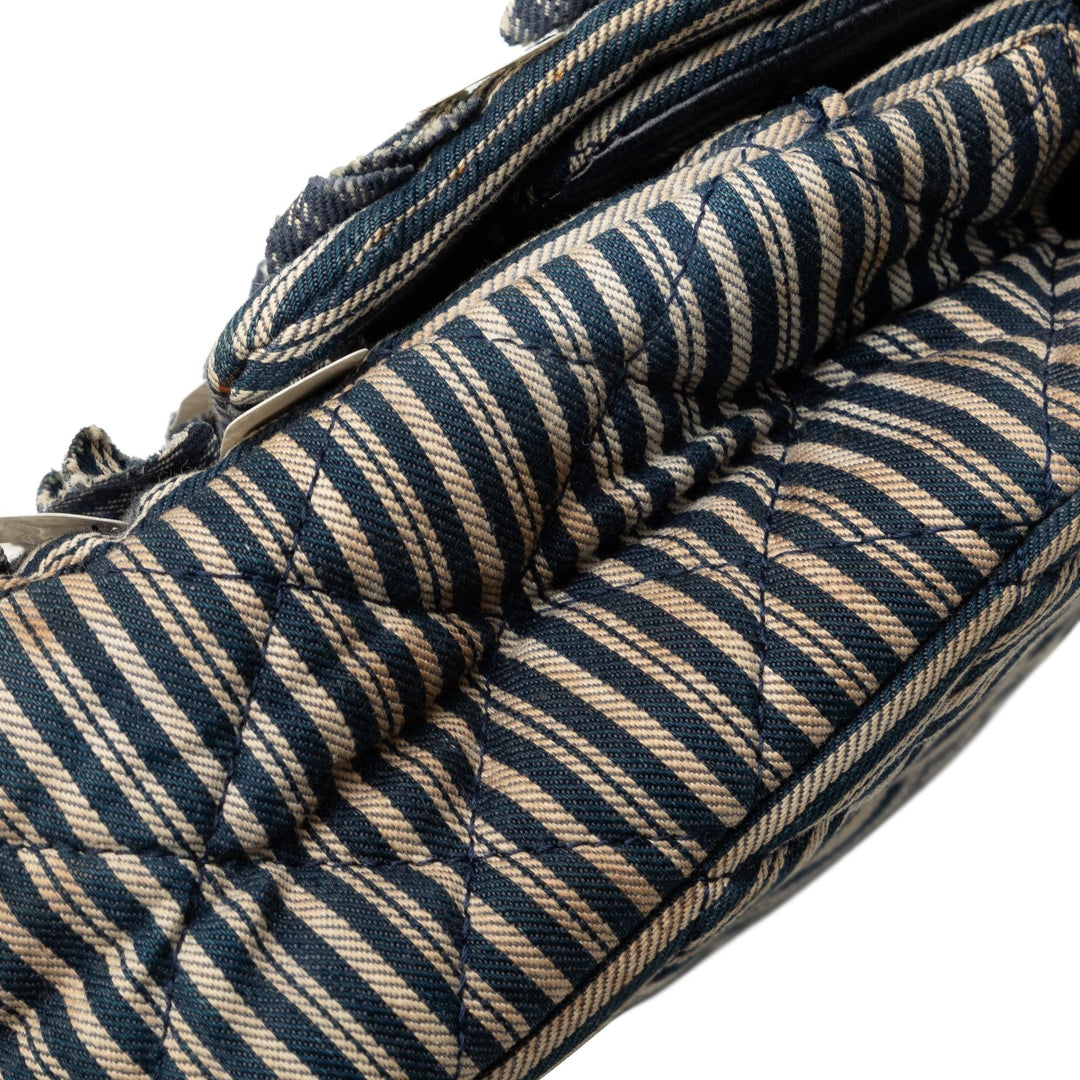 Medium Cotton Striped Double Flap Blue - Gaby Paris