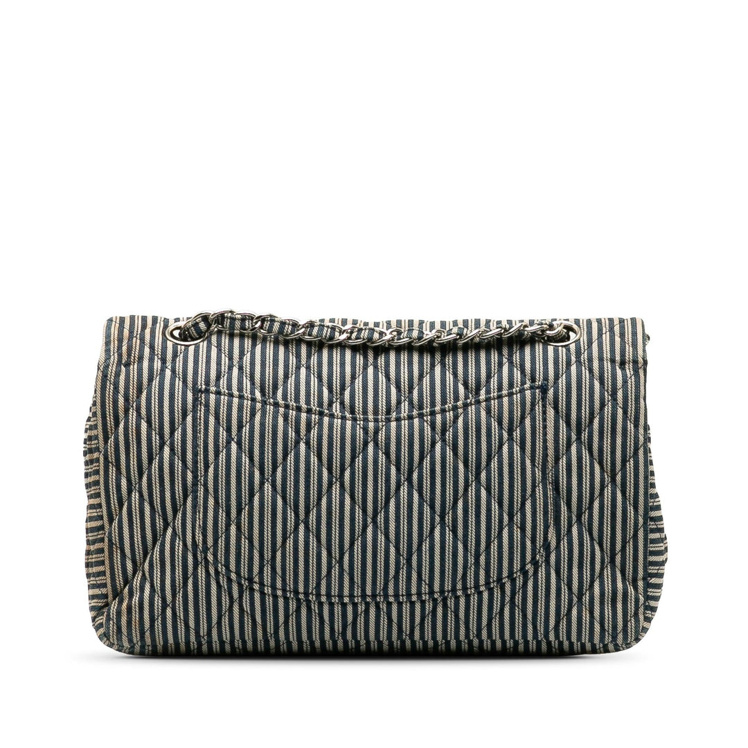 Medium Cotton Striped Double Flap Blue - Gaby Paris