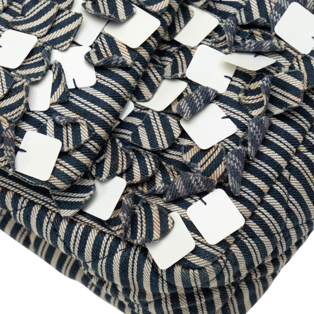 Medium Cotton Striped Double Flap Blue - Gaby Paris