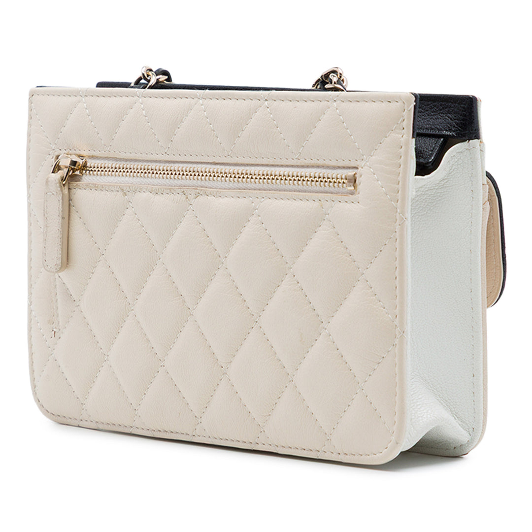 CC Tricolore Matelassé Multi Poche Wallet on Chain Cuir de chèvre Noir