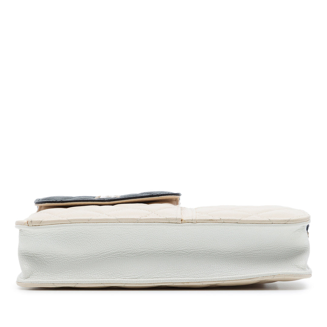 CC Tricolore Matelassé Multi Poche Wallet on Chain Cuir de chèvre Noir