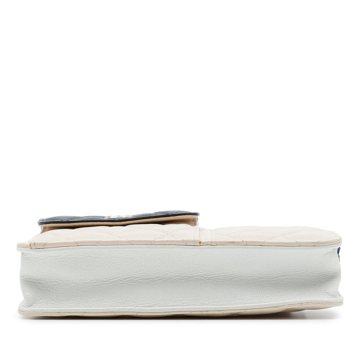 CC Tricolore Matelassé Multi Poche Wallet on Chain Cuir de chèvre Noir