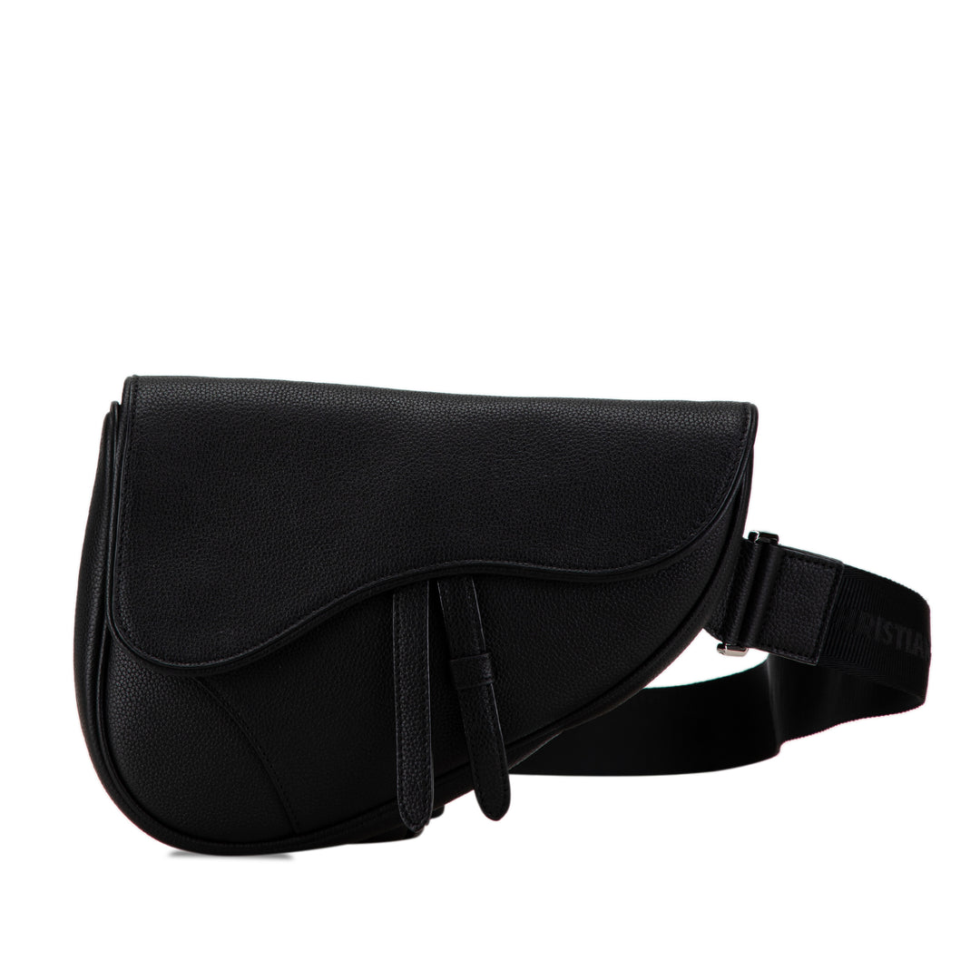 Mini Leather Saddle Crossbody Black - Gaby Paris