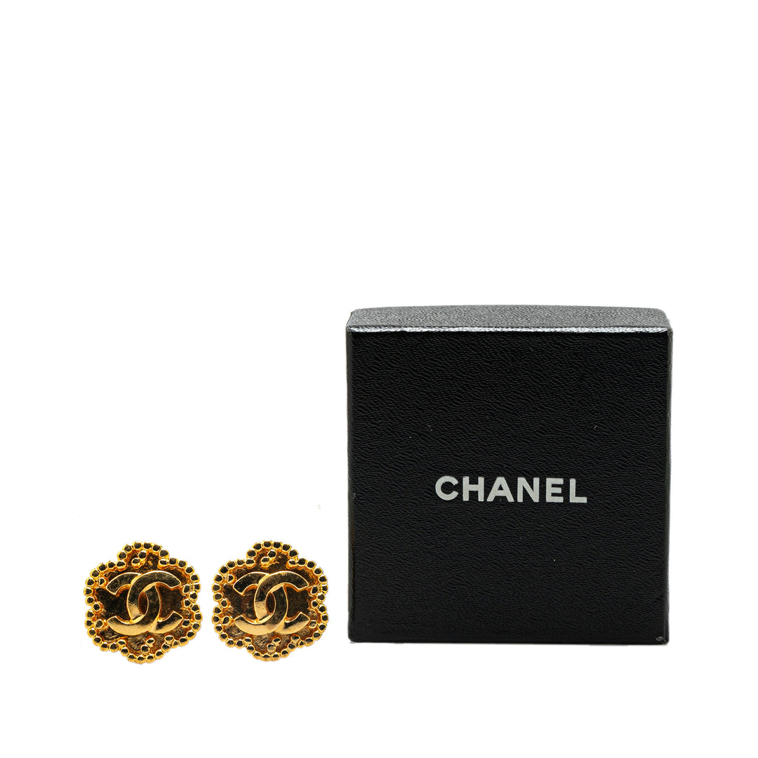 Gold Plated CC Clip On Earrings Gold - Gaby Paris