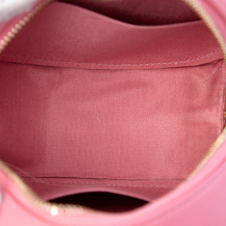 Chanel Matelassé Rond Perle Pochette avec chaîne Cuir d'agneau Rose