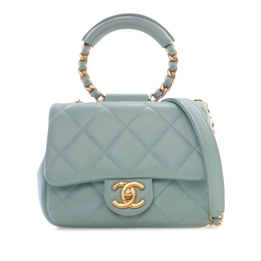 Mini Lambskin In The Loop Flap Blue - Gaby Paris