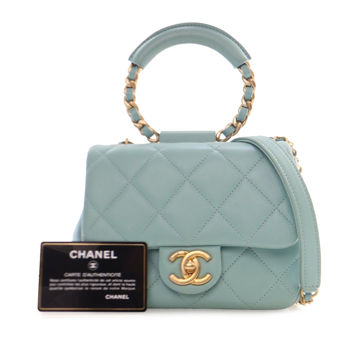 Mini Lambskin In The Loop Flap Blue - Gaby Paris