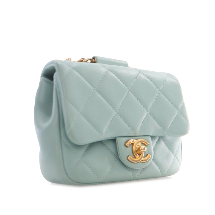 Mini Lambskin In The Loop Flap Blue - Gaby Paris