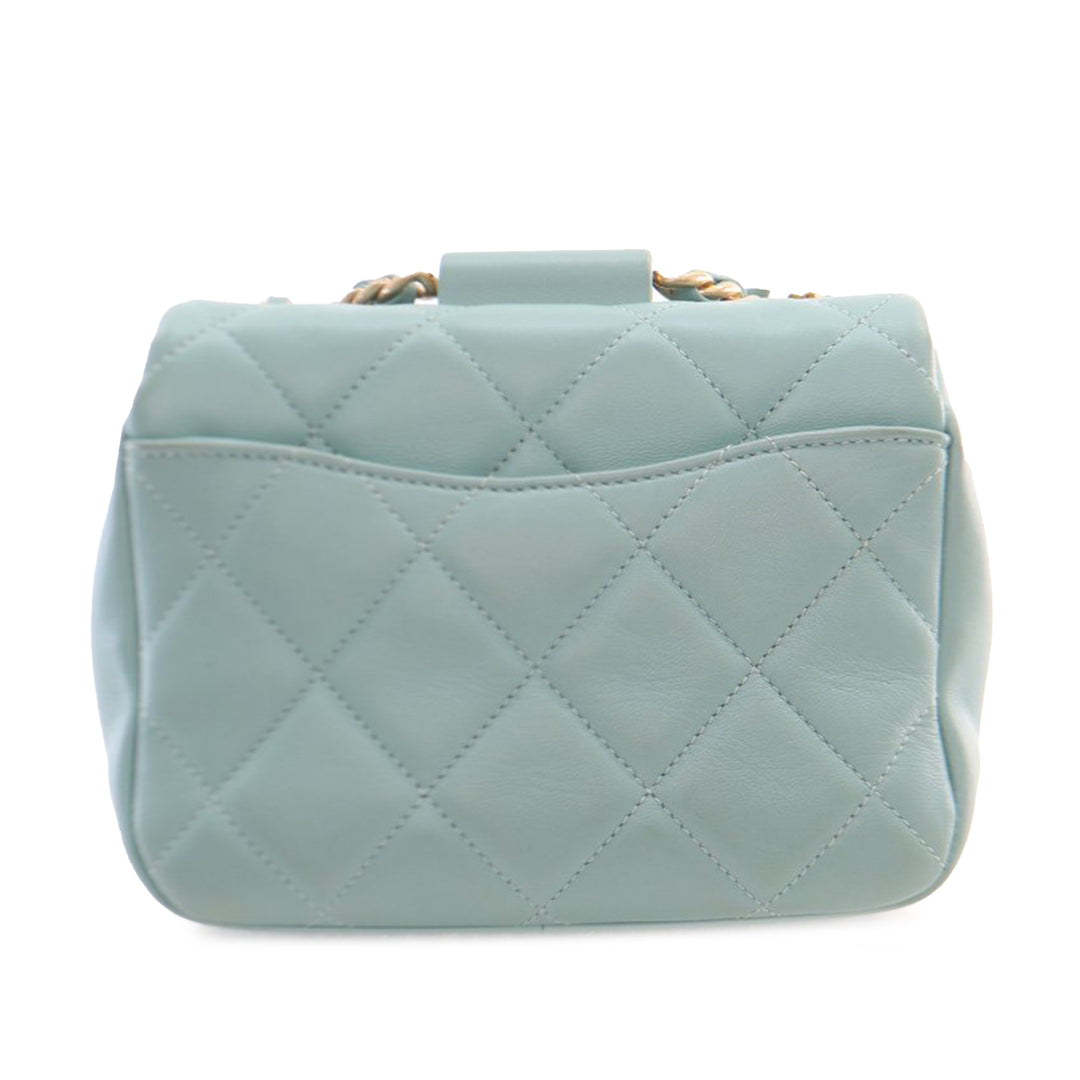 Mini Lambskin In The Loop Flap Blue - Gaby Paris