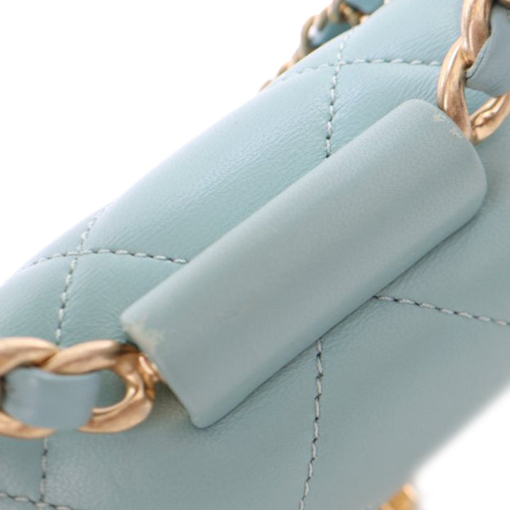 Mini Lambskin In The Loop Flap Blue - Gaby Paris