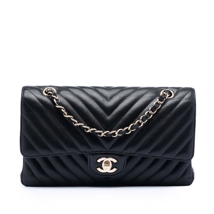 Chanel Medium Classic Chevron Cuir d’agneau Double rabat