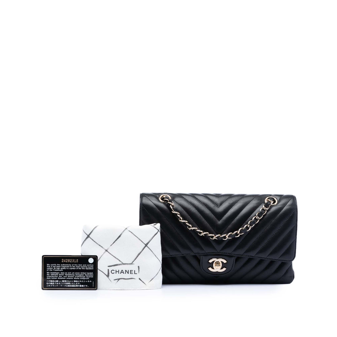 Chanel Medium Classic Chevron Cuir d’agneau Double rabat