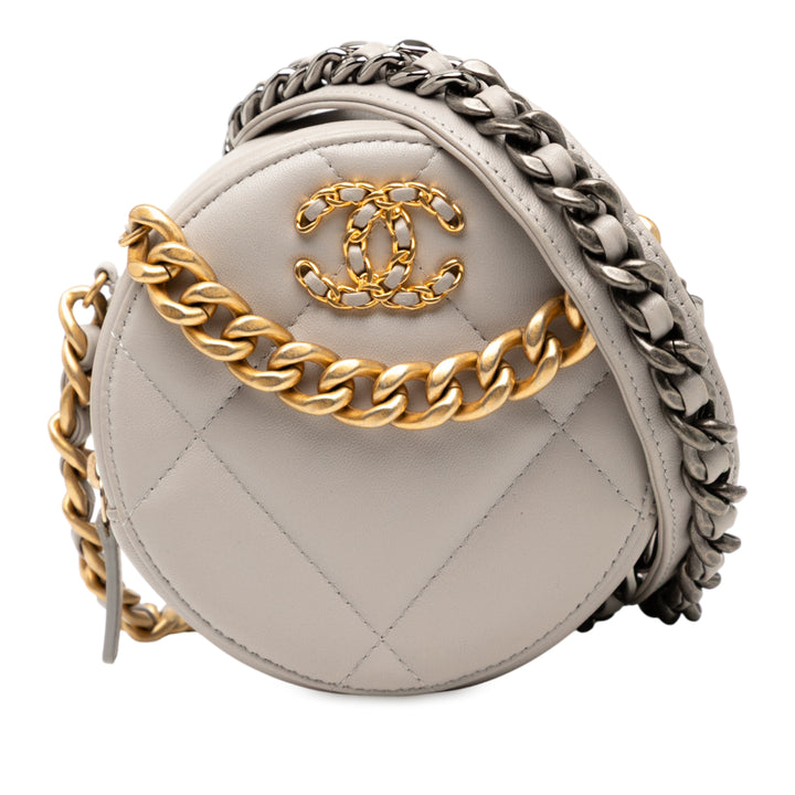 Chanel Cuir d’agneau 19 Rond Pochette avec chaîne