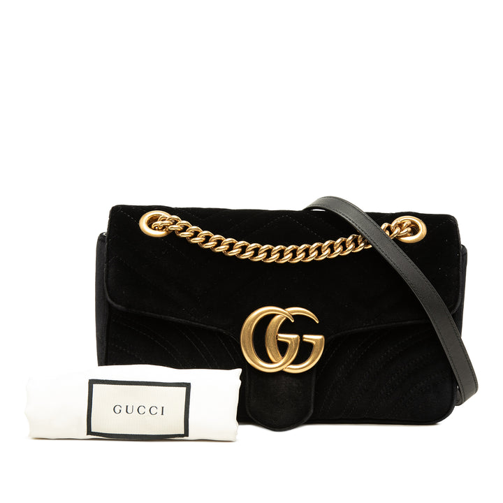 GG Marmont Matelasse Sac Moyen Noir