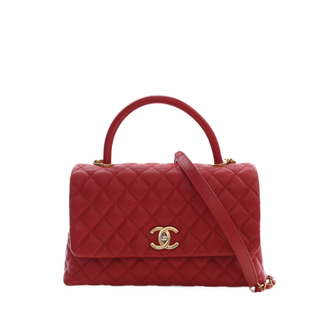 Chanel Sac à main Matelassé Coco à Petit Cuir caviar Rouge – vue principale – GABY PARIS