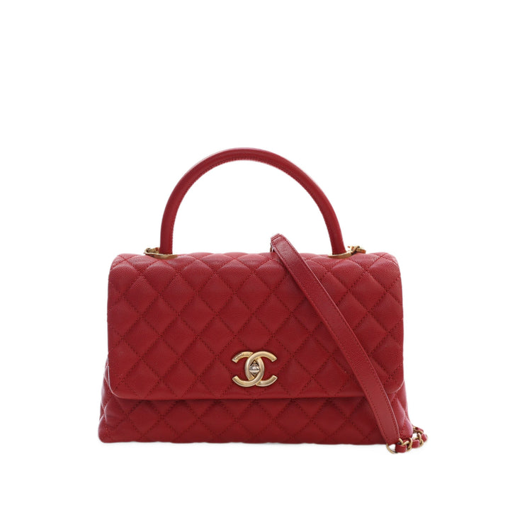 Chanel Sac à main Matelassé Coco à Petit Cuir caviar Rouge – vue principale – GABY PARIS