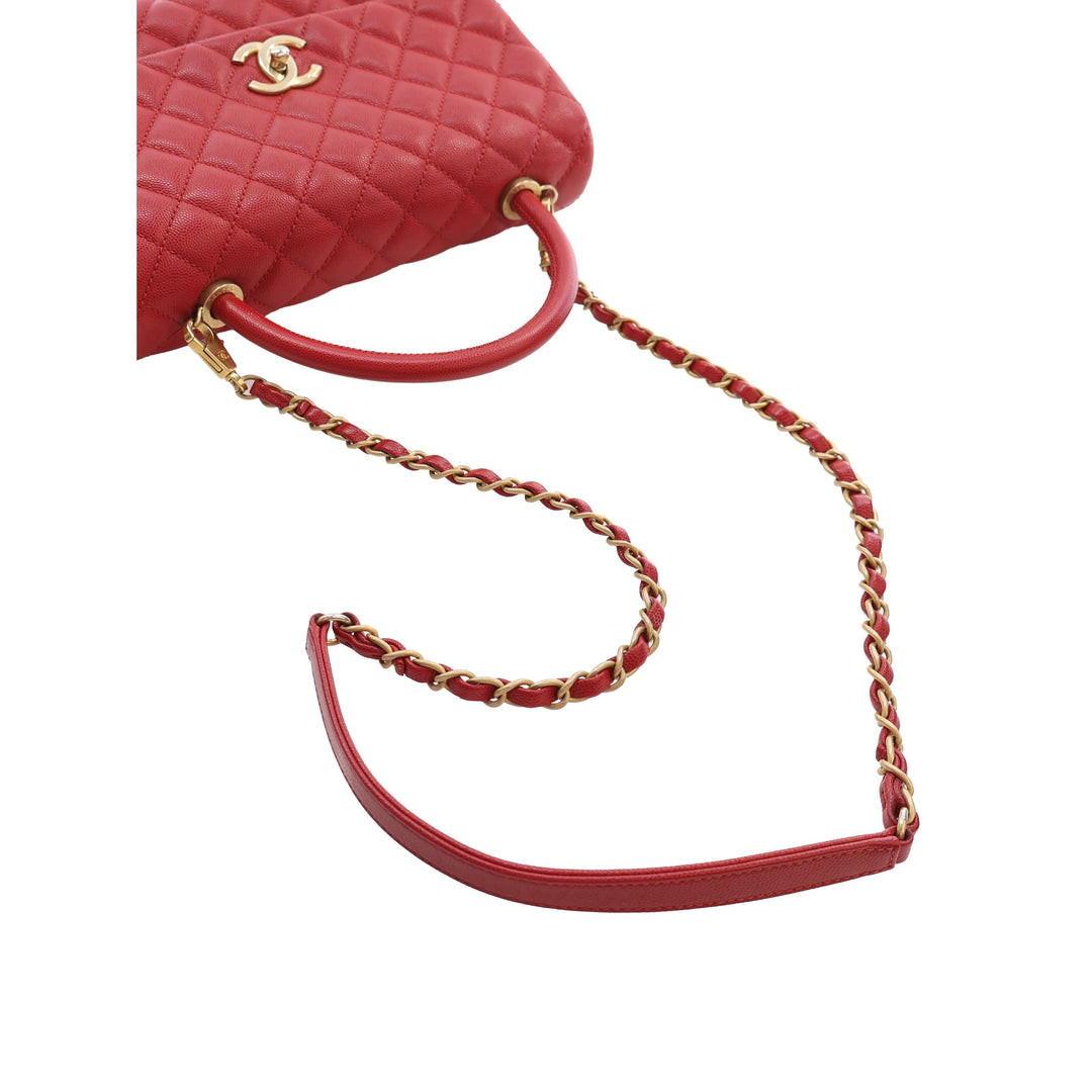 Chanel Sac à main Matelassé Coco à Petit Cuir caviar Rouge – vue 11 – GABY PARIS