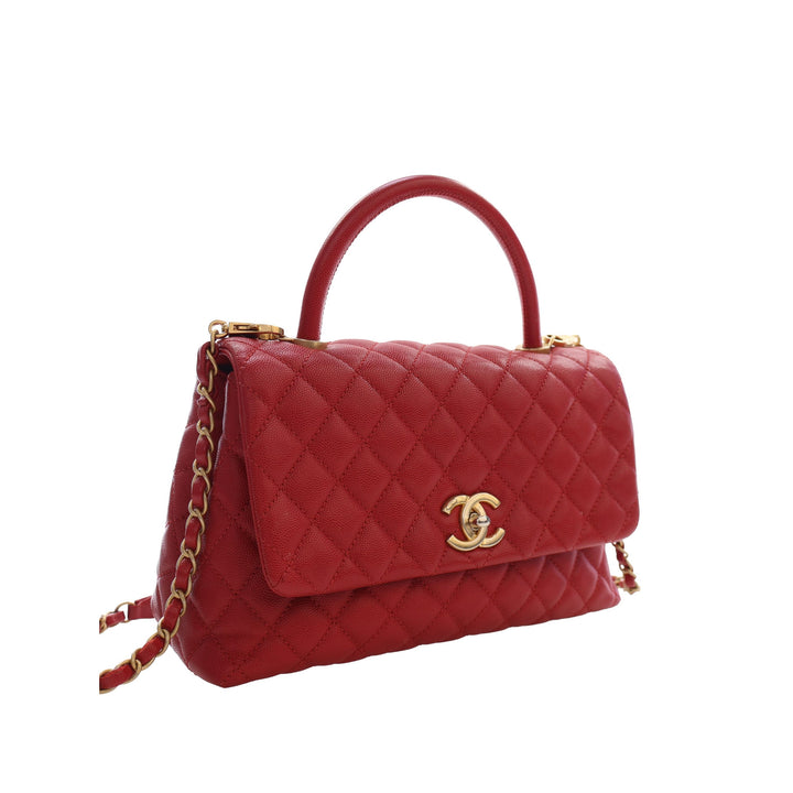 Chanel Sac à main Matelassé Coco à Petit Cuir caviar Rouge – vue 12 – GABY PARIS