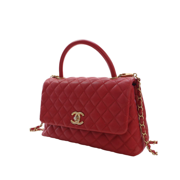 Chanel Sac à main Matelassé Coco à Petit Cuir caviar Rouge – vue 13 – GABY PARIS