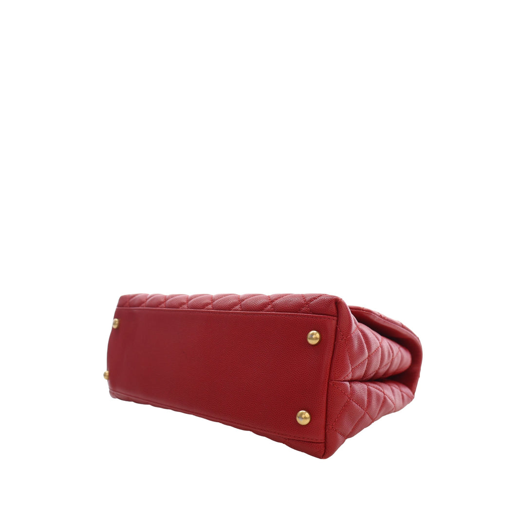 Chanel Sac à main Matelassé Coco à Petit Cuir caviar Rouge – vue 15 – GABY PARIS