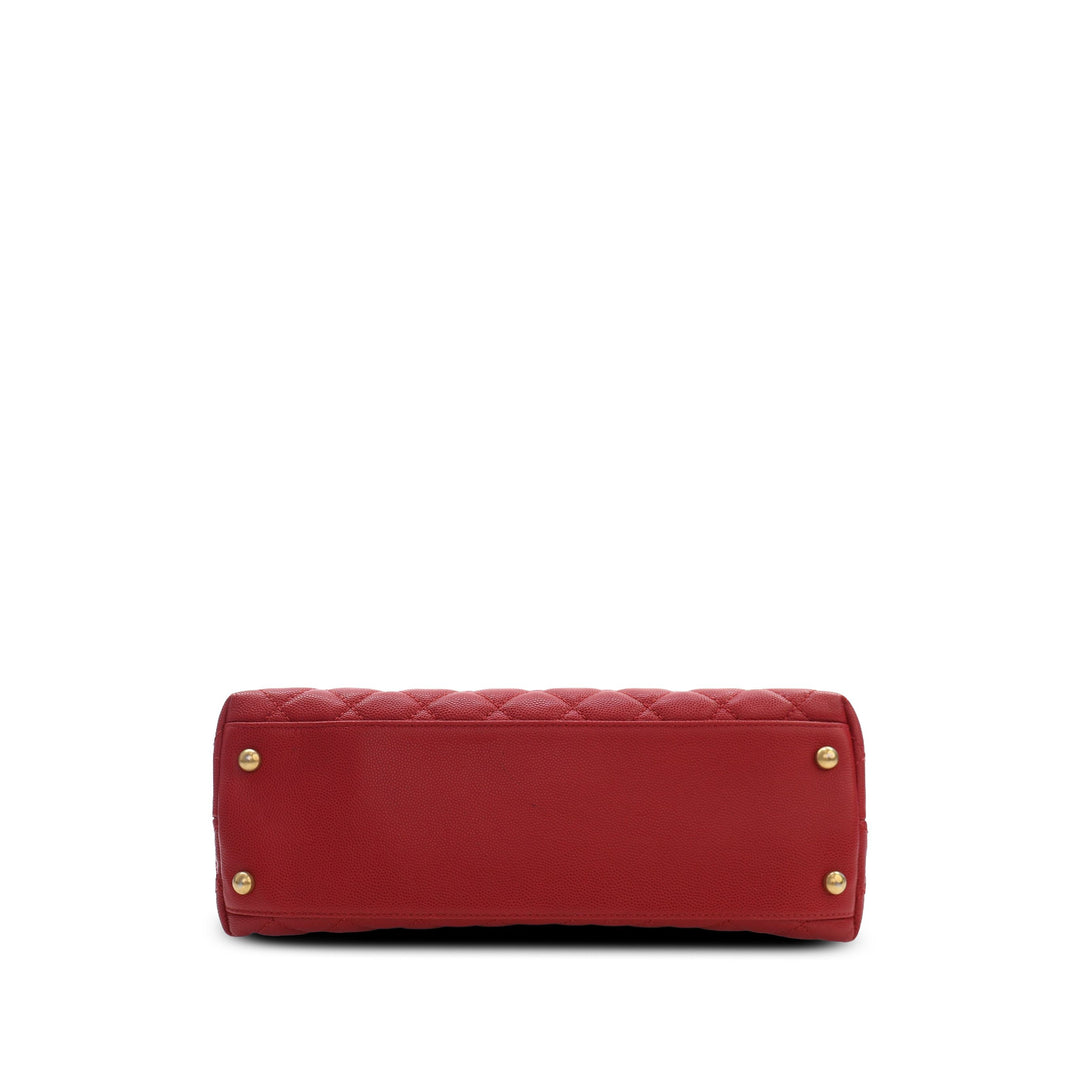 Chanel Sac à main Matelassé Coco à Petit Cuir caviar Rouge – vue 3 – GABY PARIS