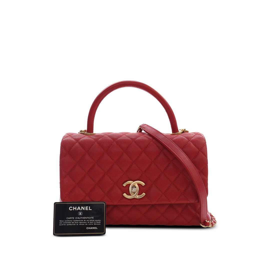 Chanel Sac à main Matelassé Coco à Petit Cuir caviar Rouge – vue 5 – GABY PARIS