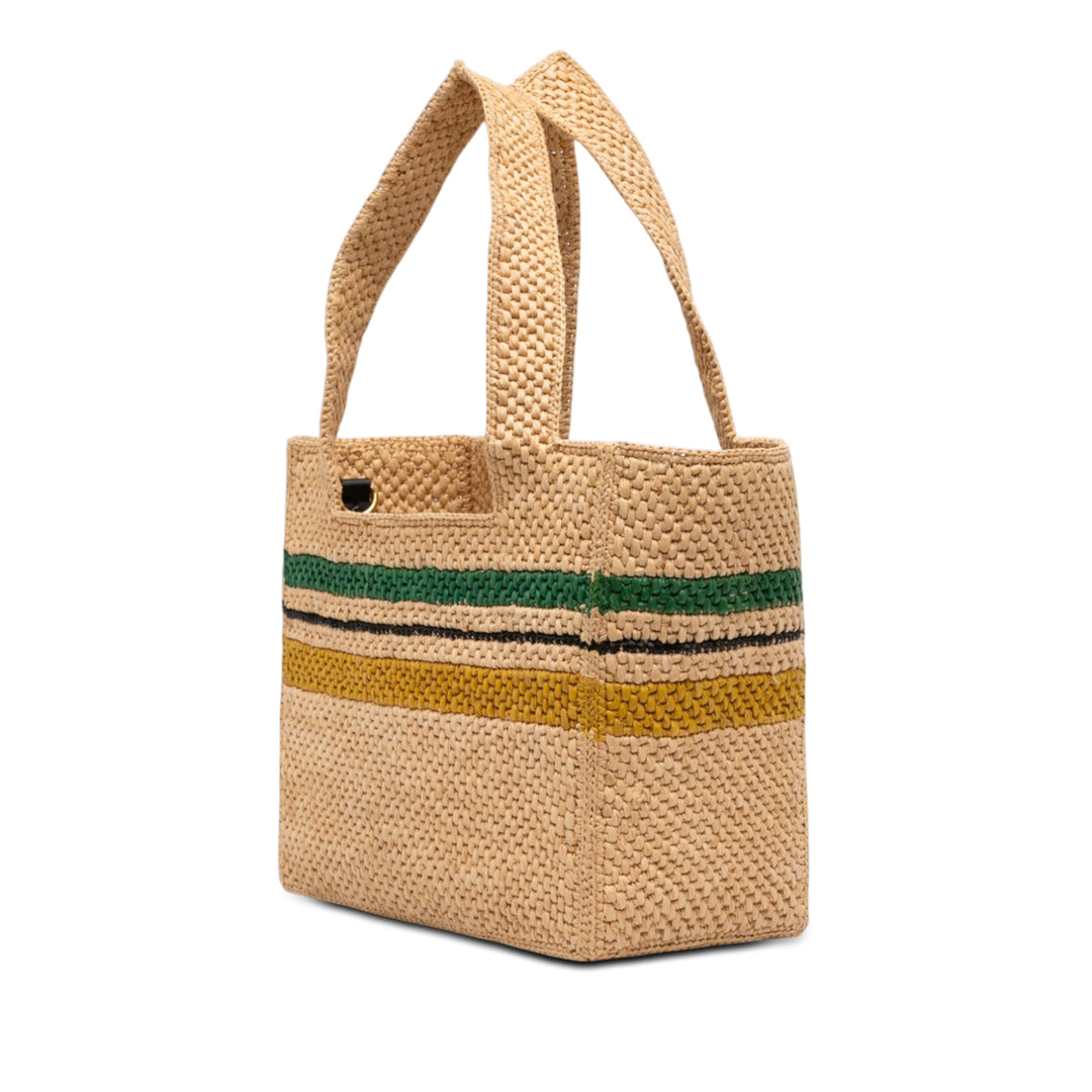 LOEWE Paulas Ibiza Medium Raffia Striped Font Cabas