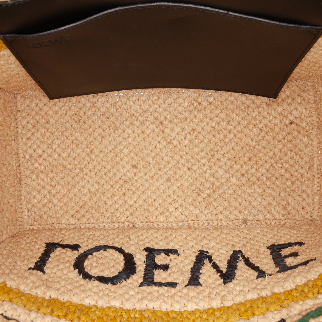 LOEWE Paulas Ibiza Medium Raffia Striped Font Cabas