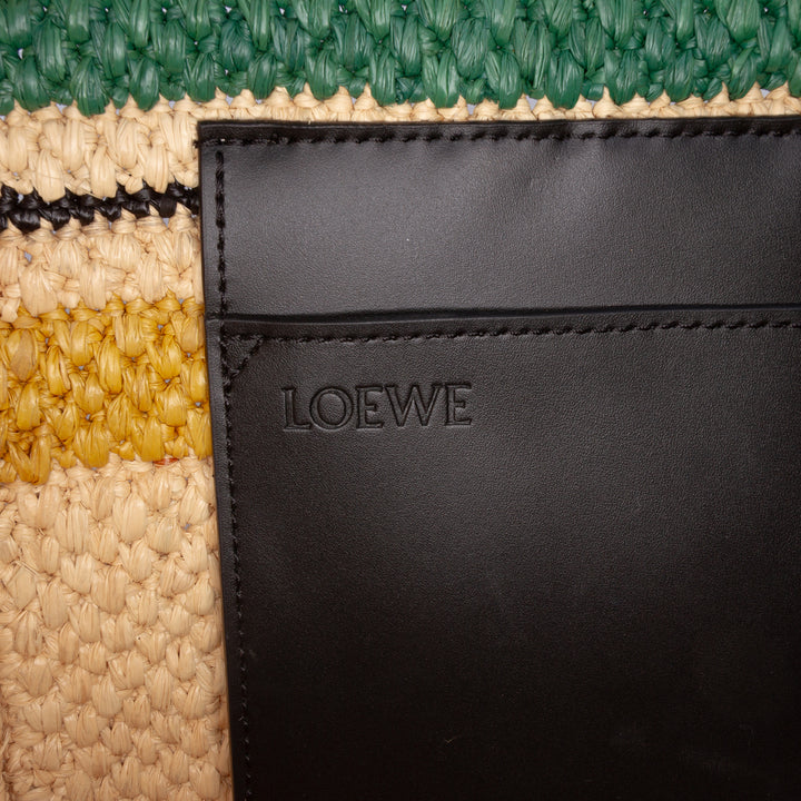 LOEWE Paulas Ibiza Medium Raffia Striped Font Cabas