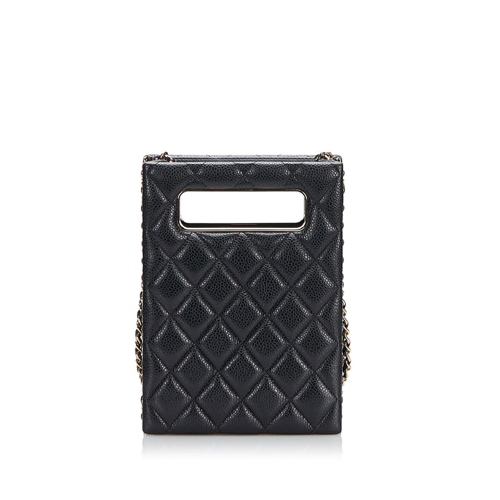 Chanel Sac rond à chaîne Cut Out Evening Sac Mini Cuir caviar