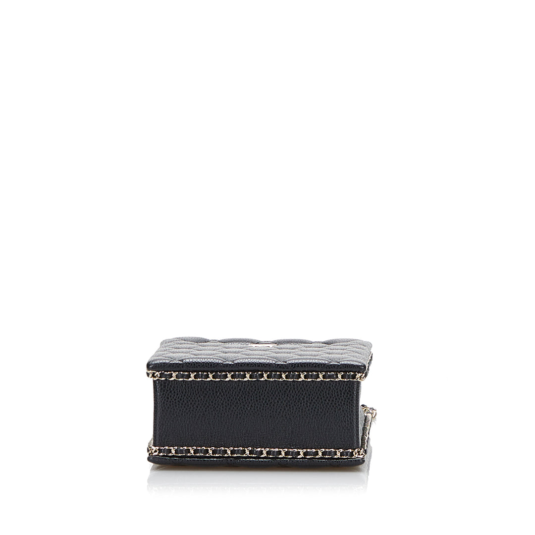 Chanel Sac rond à chaîne Cut Out Evening Sac Mini Cuir caviar