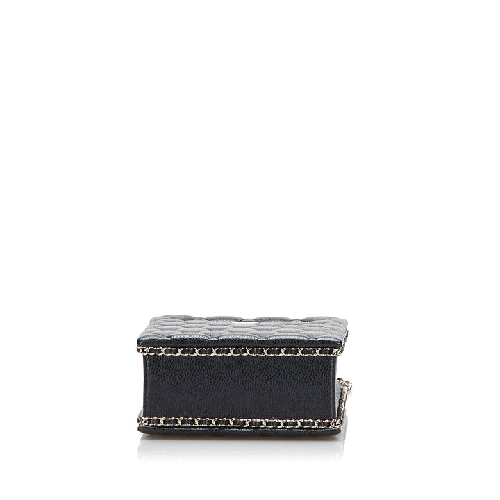 Chanel Sac rond à chaîne Cut Out Evening Sac Mini Cuir caviar