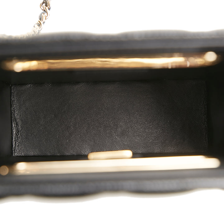 Chanel Sac rond à chaîne Cut Out Evening Sac Mini Cuir caviar
