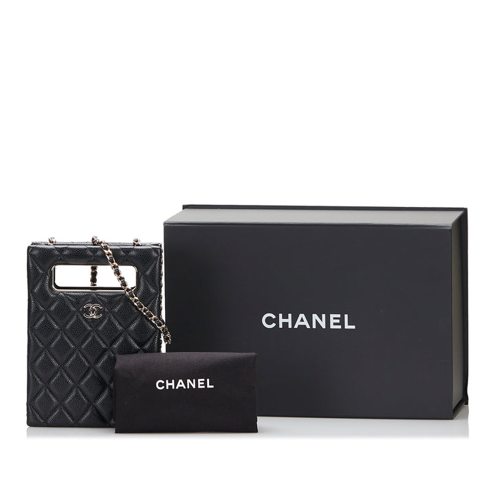 Chanel Sac rond à chaîne Cut Out Evening Sac Mini Cuir caviar
