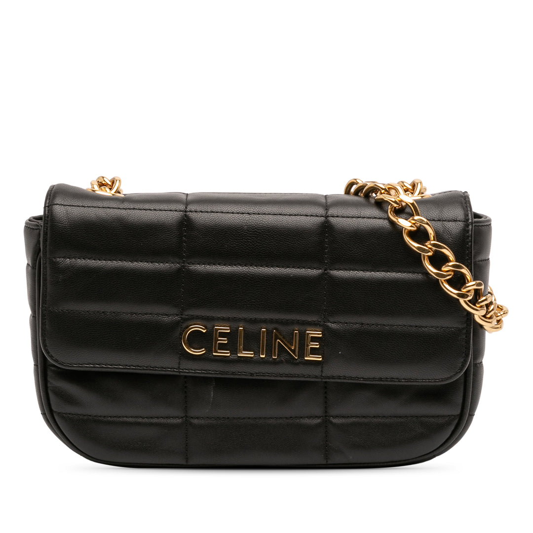 Celine Matelasse Cuir de chèvre Monochrome Chain Sac bandoulière