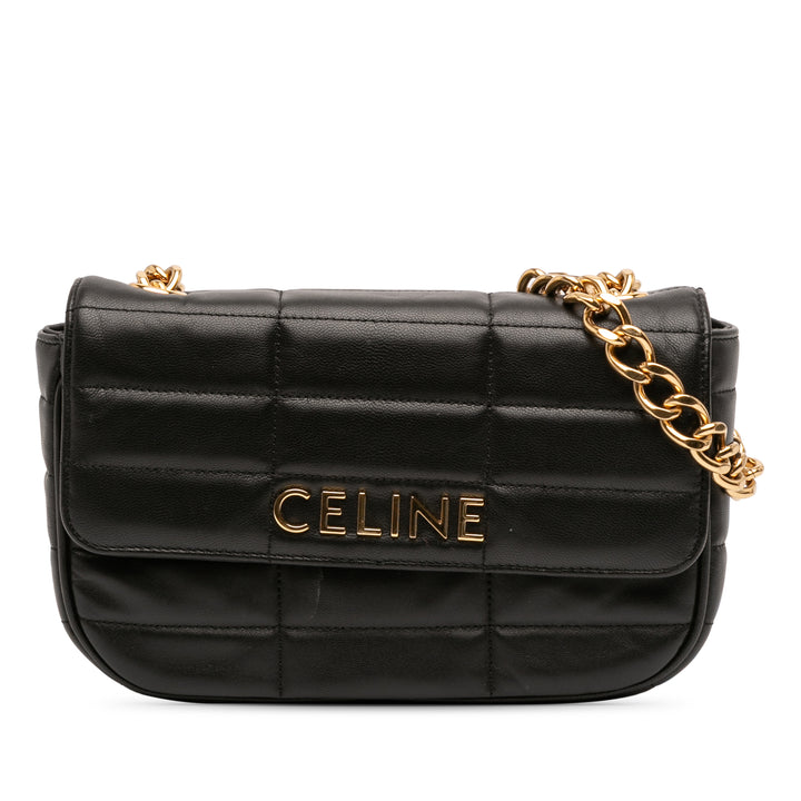 Celine Matelasse Cuir de chèvre Monochrome Chain Sac bandoulière