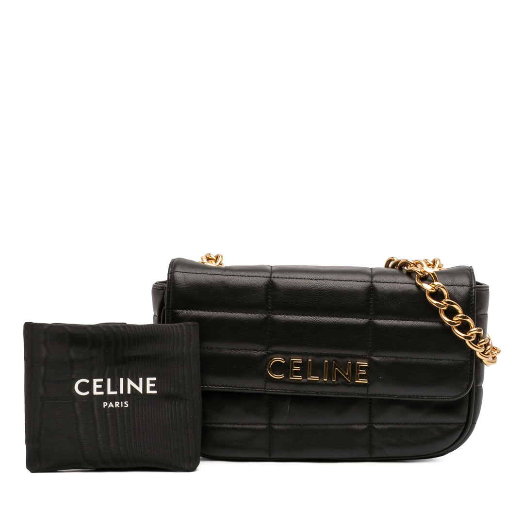 Celine Matelasse Cuir de chèvre Monochrome Chain Sac bandoulière