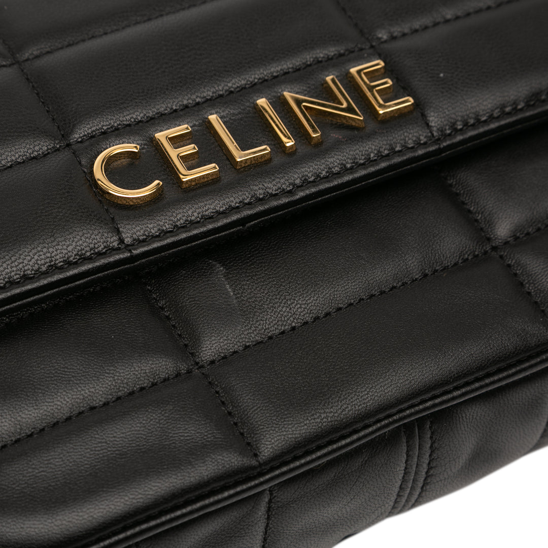 Celine Matelasse Cuir de chèvre Monochrome Chain Sac bandoulière