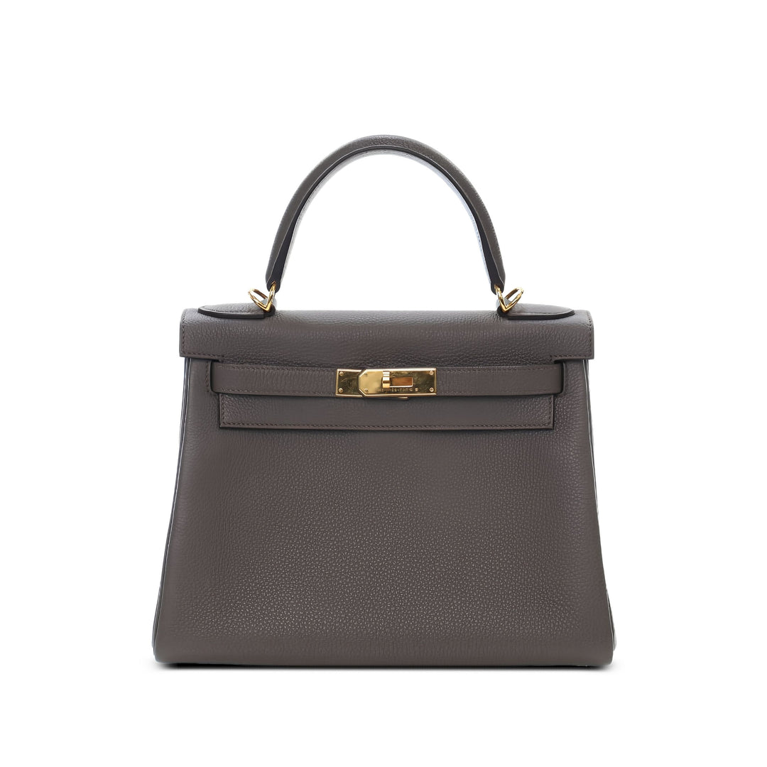 Hermès Sac à main Kelly II Retourne 28 Togo Gris – vue principale – GABY PARIS