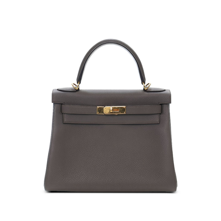 Hermès Sac à main Kelly II Retourne 28 Togo Gris – vue principale – GABY PARIS