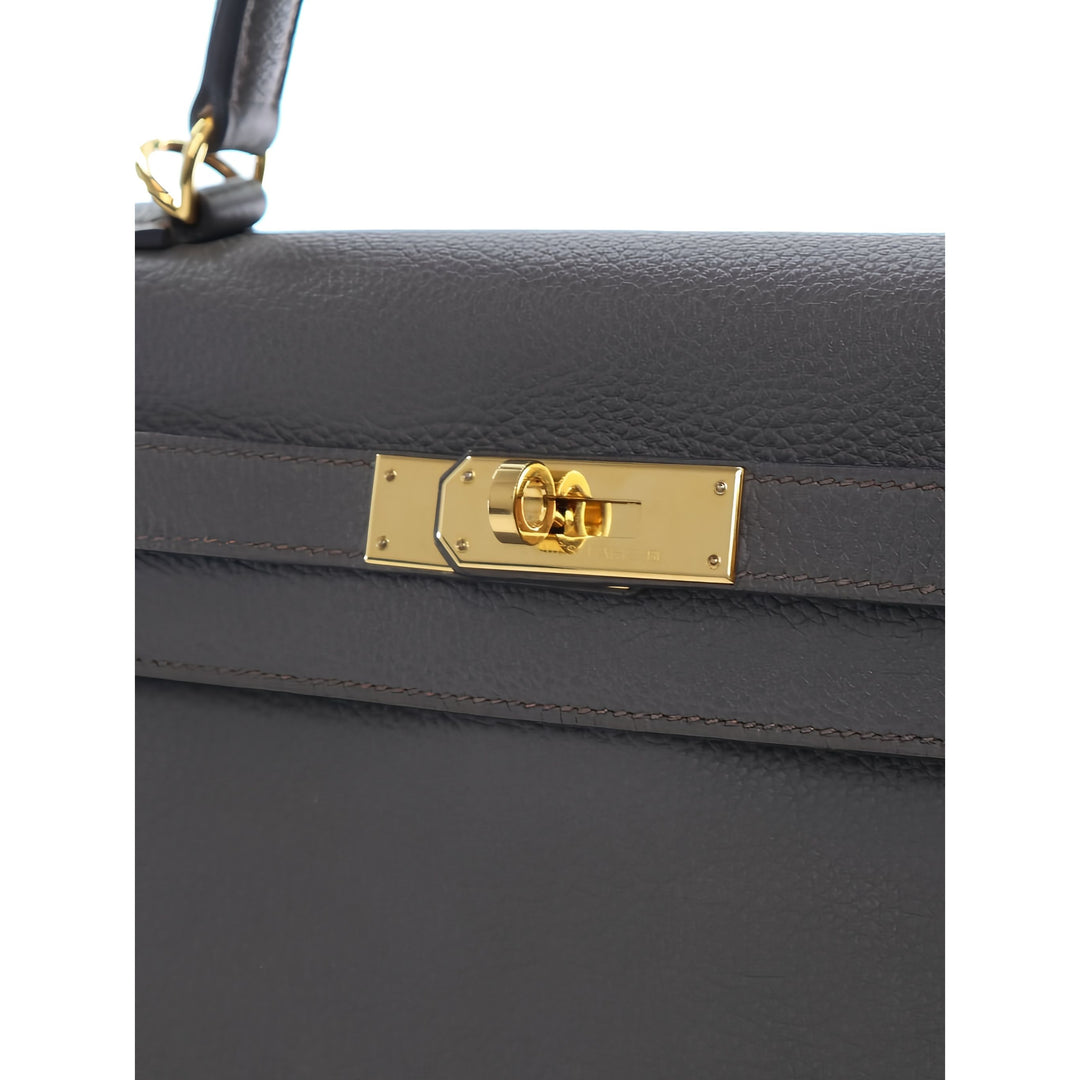 Hermès Sac à main Kelly II Retourne 28 Togo Gris – vue 13 – GABY PARIS