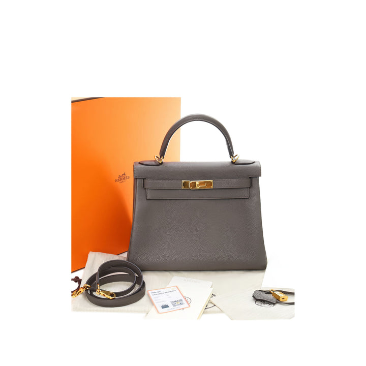Hermès Sac à main Kelly II Retourne 28 Togo Gris – vue 5 – GABY PARIS