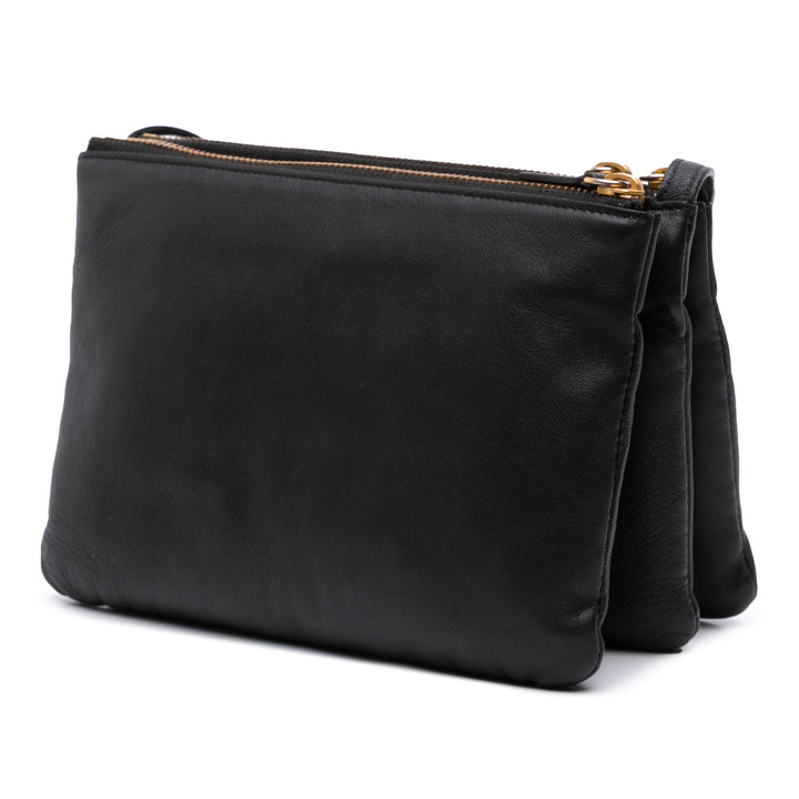 Celine Small Cuir d’agneau Trio Sac porté croisé Noir