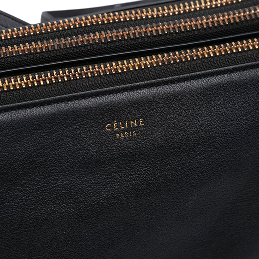 Celine Small Cuir d’agneau Trio Sac porté croisé Noir