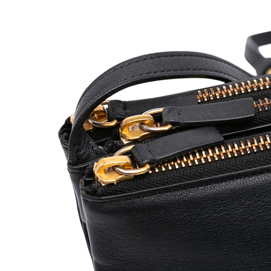 Celine Small Cuir d’agneau Trio Sac porté croisé Noir