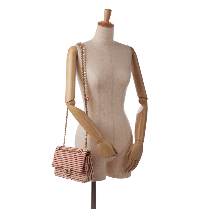 Chanel Medium Classic Jersey Coco Sailor Double rabat Rouge – GABY PARIS Authentique